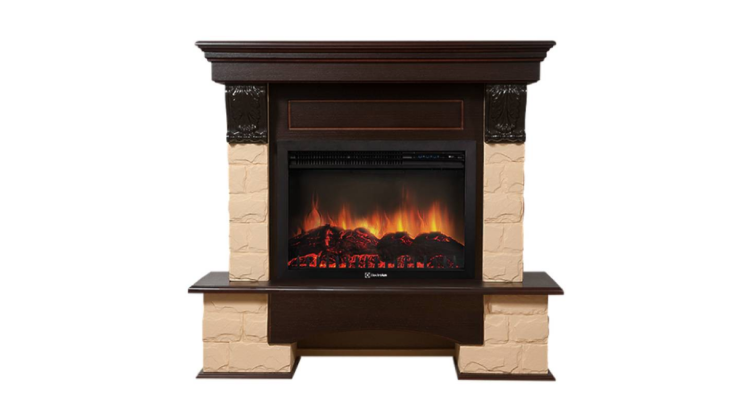 Портал Firelight Forte 25U (угловой) камень бежевый, шпон темный дуб