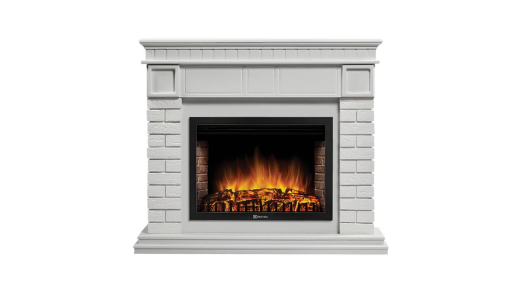Портал Firelight Bricks 25U (угловой) камень белый, белая эмаль